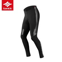 Зимние мужские велосипедные штаны Santic, длинные мягкие 4D подушечки, светоотражающие тепловые велосипедные штаны, сохраняющие тепло, велосипедные колготки, Азиатский S-3X