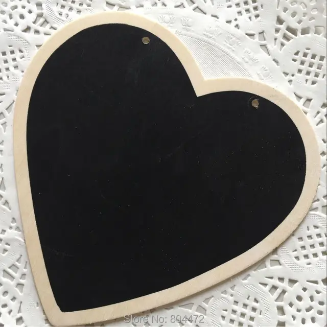 1 Pieces Large Love Heart Hanging Chalkboard Sign 16cm Blackboard for