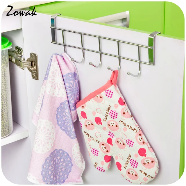 Best Offers Cabinet 5 Hooks Kitchen Rack Organizer Bathroom Kitchen Towel Hanger Storage Hook Hanging Door Stainless Steel Holder Over Door