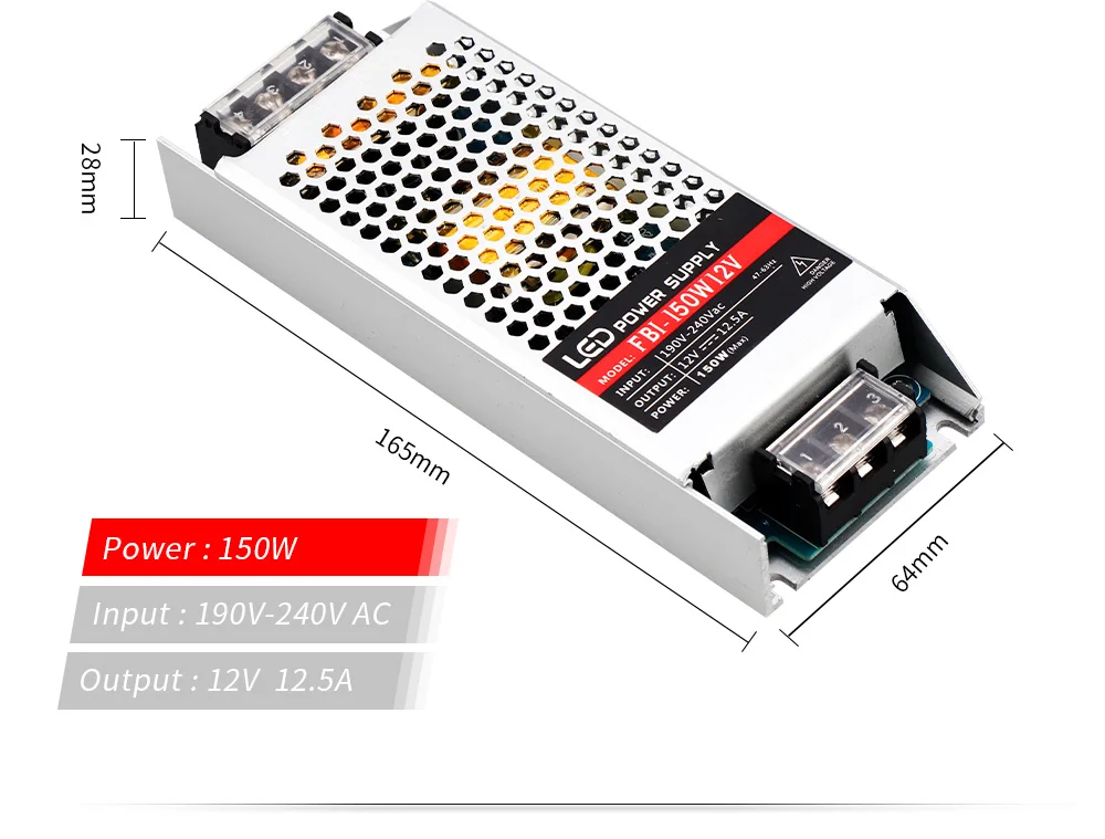 12 V Питание 60 W 100 W 150 W 200 W 300 W светодиодный трансформатор AC190V-240V Светодиодный драйвер для 5050 2835 Светодиодные полосы света драйвер