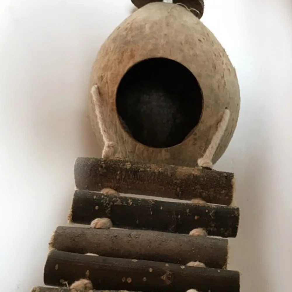 2 типа милый удобный дизайн натуральный Кокосовая Скорлупа птичий гнездовой домик маленький размер Pet Parakeet Finche воробьи клетка с лестницей