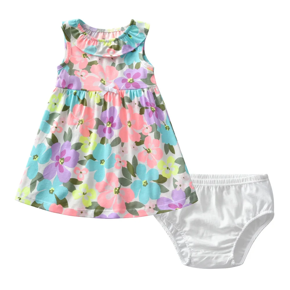 Брендовая летняя одежда для маленьких девочек 2020 платье с цветочным принтом +
