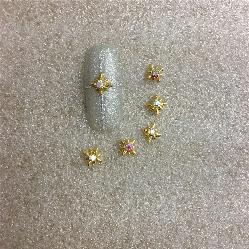 

10 pcs/bag Golden New Style A Diamond Jewelry AB Color Diamond 3d Nail Art Decoration Ornament Nail Sticker Paste The Nails NO19