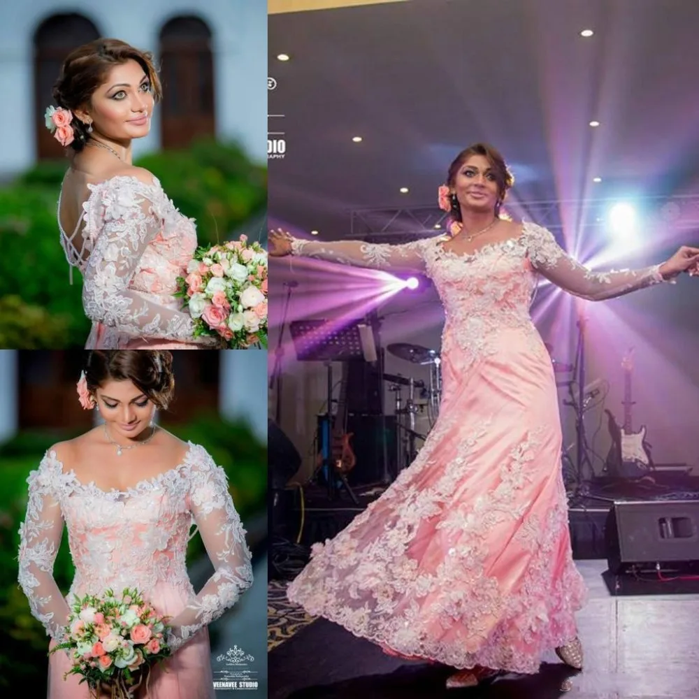 Modest 2016 Indian Wedding Dresses with Long Sleeves Plus Size A Line