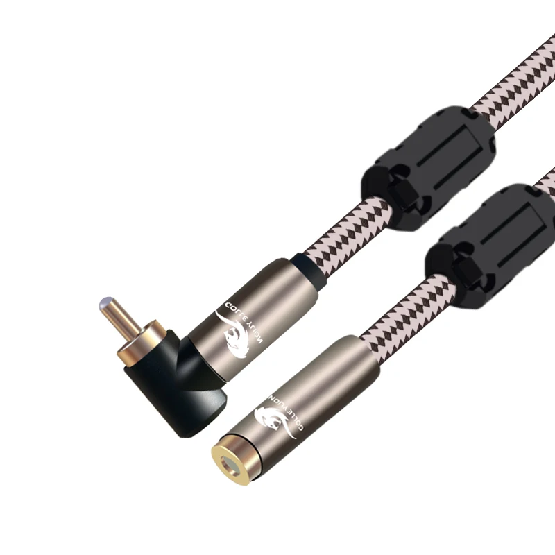 Audio Cable Angle Rca To Rca Extension Cable For Speaker Subwoofer