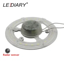 LEDIARY Radar Sensor 2D LED Light Source For Ceiling Lamp 12W 110-240V Led Replacement With Magnet Garage/Corridor Replaceable