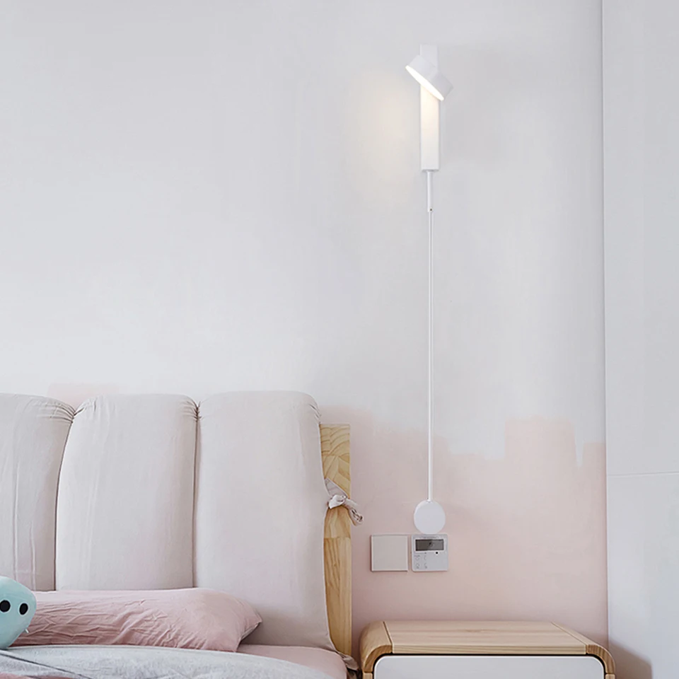 Modern LED Wall Lamp with Knob Switch Dimmable Wall light Indoor Lighting Adjustable 7W 9W Black For Bedroom Bedside Aisle Stair led wall lamp wall sconces light wall lamp
