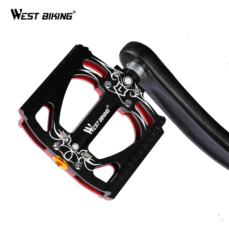 

WEST BIKING Mountain Bike Pedal 2 Bearings CR-MO Axle Anti-slip BMX Bicycle Flat Pedals Cycling Sealed Bearing Road Bike Pedals