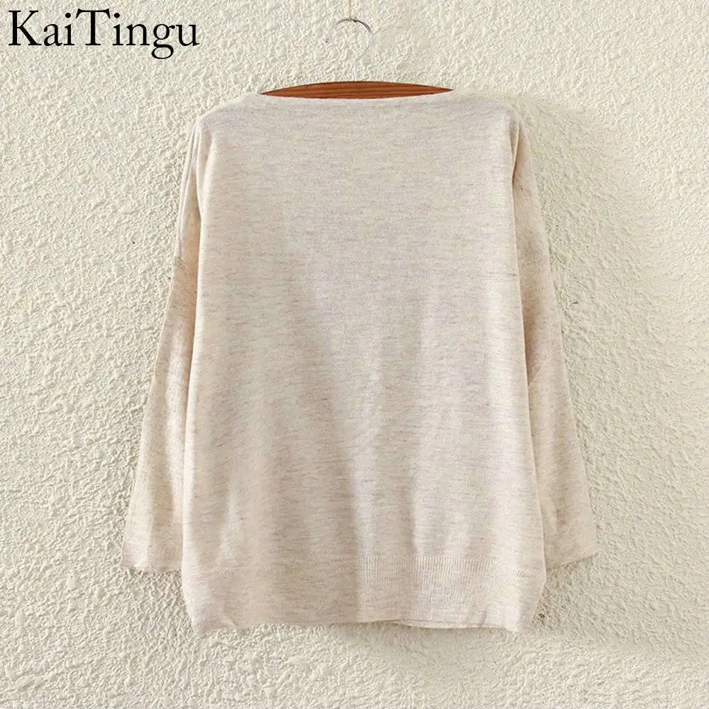 KaiTingu 2015 New Fashion Autumn Winter Clothing Women Sweater And Pullover Long Batwing Sleeve Jumper Knitwear Horse Print
