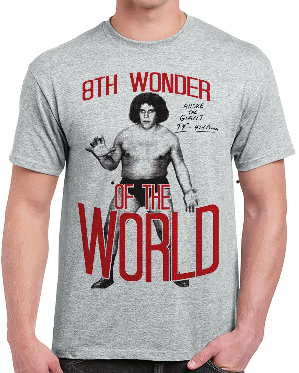 602 أندريه العملاق قميص رجالي 8th عجب من العالم الثامنة المصارعة أيقونة شحن مجاني رخيصة المحملة 2019 الأزياء t قميص