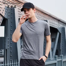 Мужская быстросохнущая футболка, спортивные однотонные Топы с коротким рукавом, облегающая футболка для фитнеса, бега, s футболки для бодибилдинга, мужские походные Топы 5731