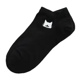 Женские зимние хлопковые носки, короткие хипстерские носки в стиле Харадзюку с вышивкой кота и животных, забавные модные мягкие классные