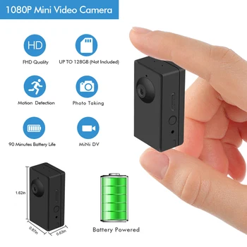 

1080P Mini Recorder Security Camera Camcorder with Loop Motion Detection Recording 90 Mins Battery Life Indoor Nanny Camera NVR