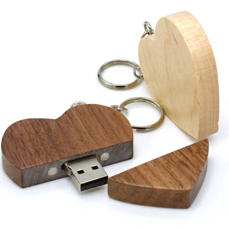 Деревянный USB флеш накопитель с логотипом сделай сам в форме сердца 64 ГБ 32 16 8 U