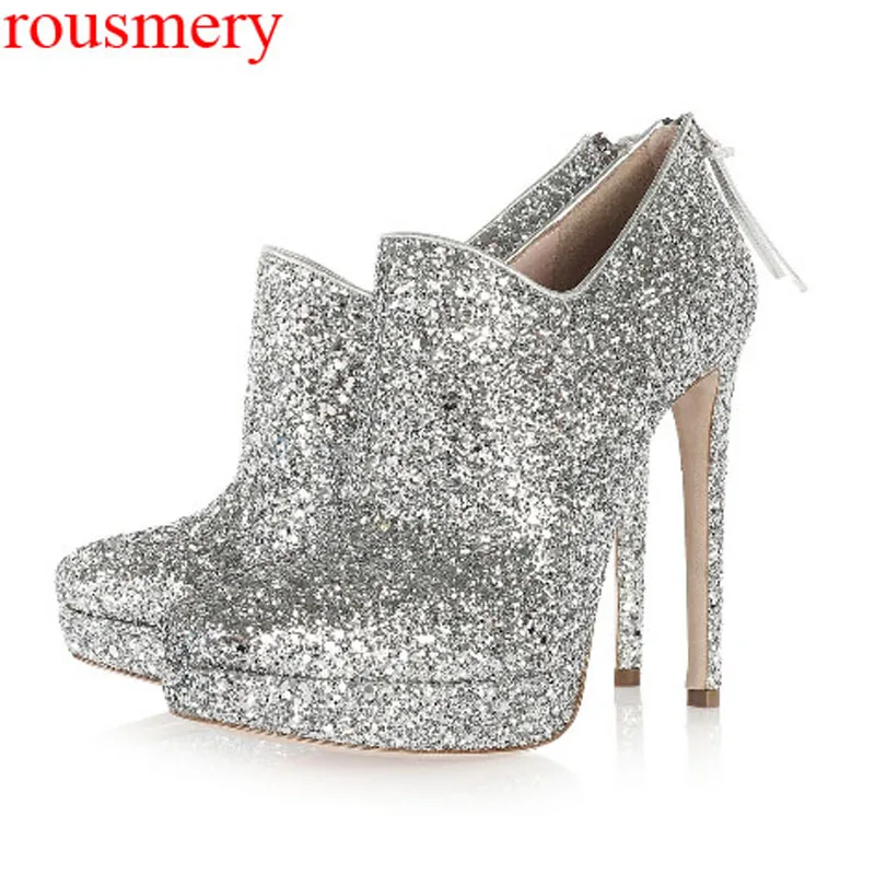 sparkly silver booties
