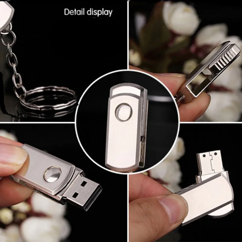 

Metal USB Memory Stick Flash Drives Portable Memory Stick 8g/16g/32g/64GB disk Rotating Flash Drives For Gift USB 2.0 F1
