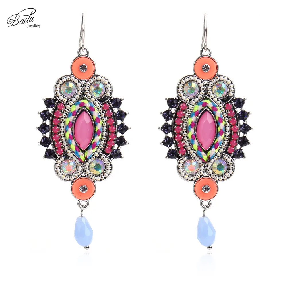 

Badu Baroque Crystal Earring Women Long Ethnic Pendant Dangle Earrings Vinatage Luxury Big Fashion Jewelry Handmade Wholesale