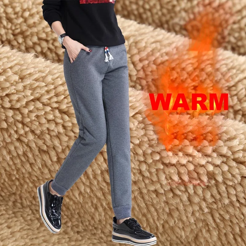 Autumn Winter Pants Women Warm Fleece 