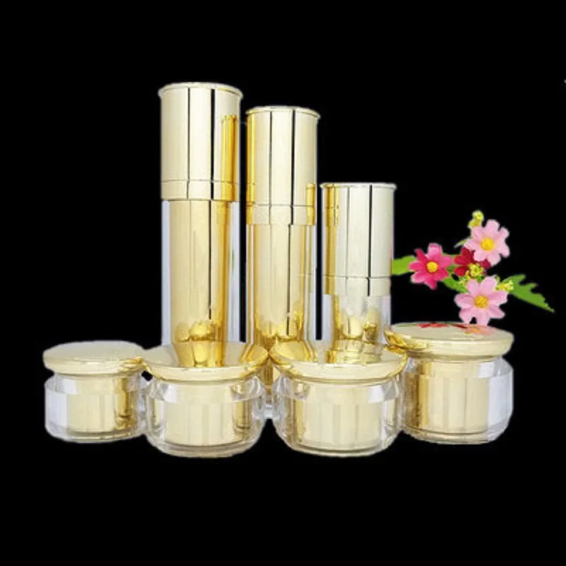 Gold Empty Bottles Set Cream Refillable Bottle Lotion Pump Spray Bottle Emulsion Cosmetic Containers Jar 20304050g 30ml 80ml (11)