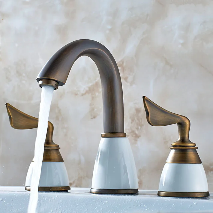 

Roman 8 Widespread 3pcs Two Handles three holes Vanity Basin Faucet Bathroom Sink Mixer Tap