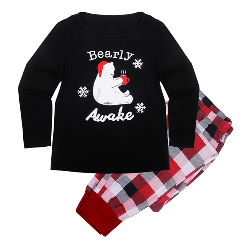 Комплект рождественских пижам; Одинаковая одежда для всей семьи; одежда в клетку с принтом полярного медведя для всей семьи; одинаковые комплекты; мягкая Пижама