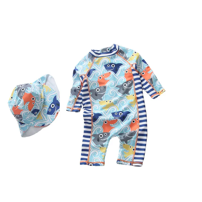 Купальный костюм для мальчиков Dollplus; детская пляжная одежда; одежда для купания для малышей; детская одежда для купания для маленьких мальчиков; одежда для купания с изображением акулы из мультфильма