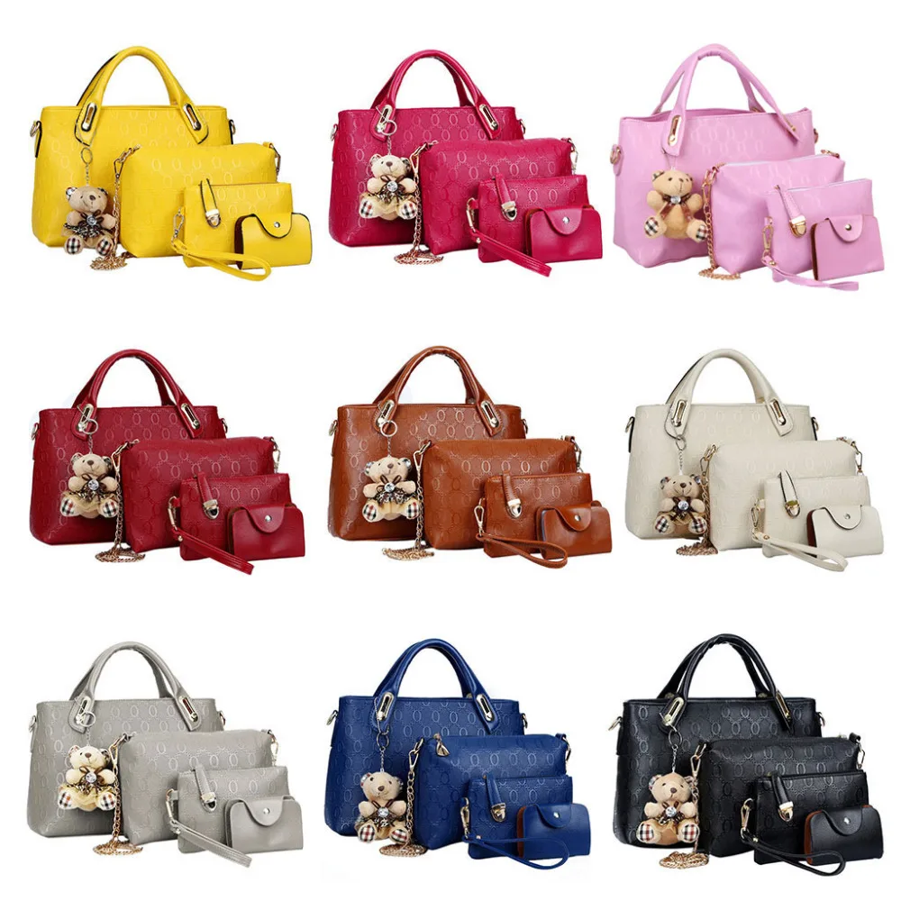 

4PCS/Set of Women's Bags Lady Leather Handbag Shoulder Bags Tote Purse SatchelMessenger Ladies Handbags Purse