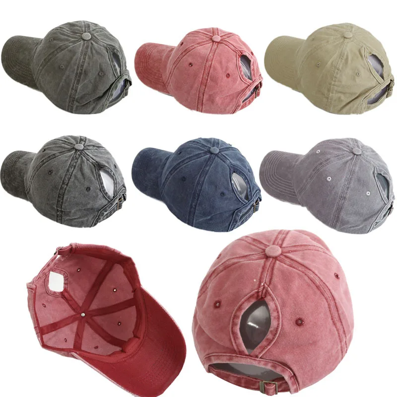 Dame Pferdeschwanz Cap Baseball Kappe Hip-Hop-Hut Pferdeschwanz Hut,Schwarz