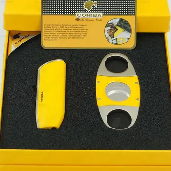 

COHIBA Metal 3 Torch Jet Flame Cigar Lighter With Punch Smooth Cutter Set