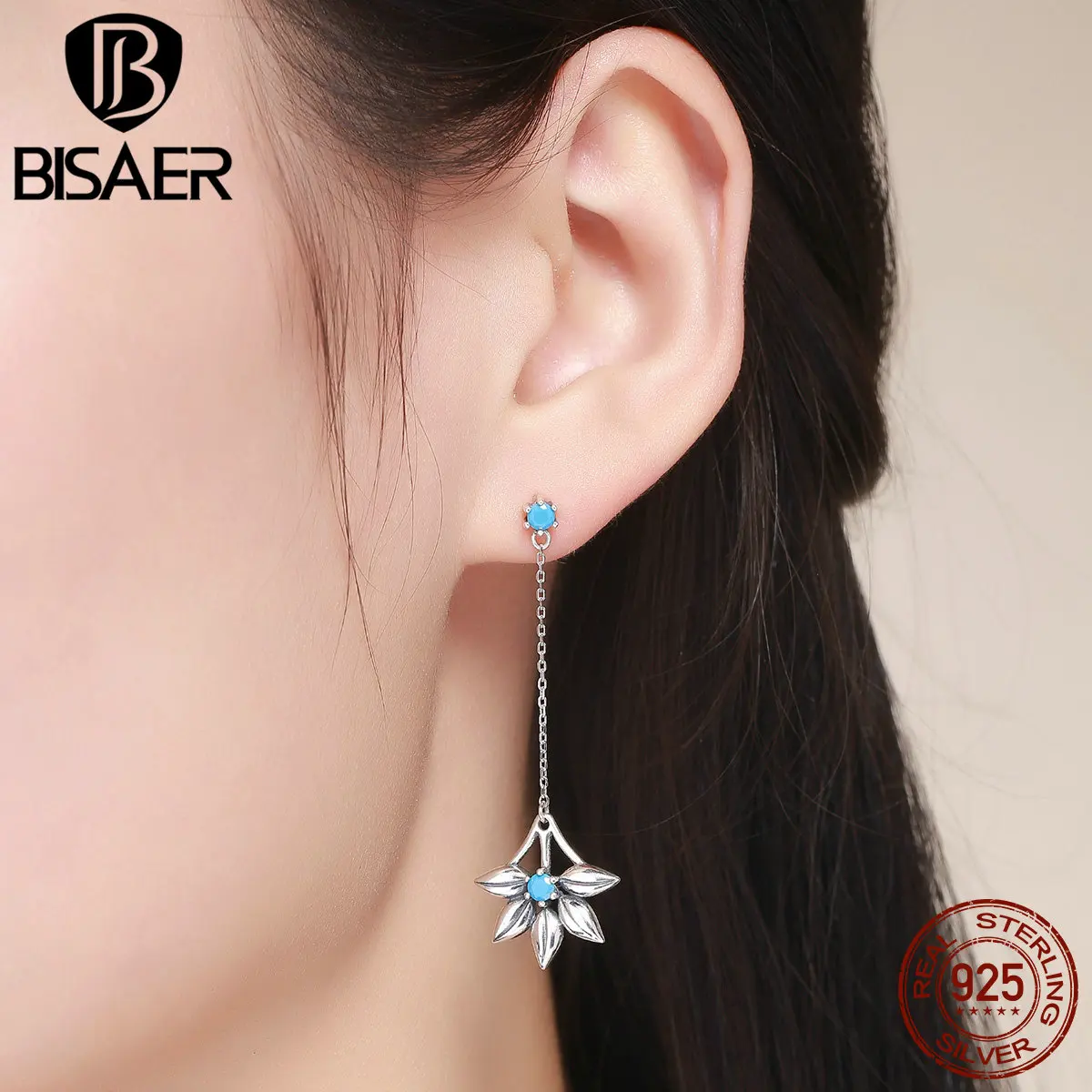

2019 New Arrival 100% 925 Sterling Silver Blue Rhythm Youth Long Drop Earrings for Women Sterling Silver Jewelry Brincos Femme