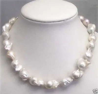 

Free shipping hot sale Women Bridal Wedding Jewelry >> Rare Huge 15-25MM WHITE SOUTH SEA BAROQUE KESHI AKOYA PEARL NECKLACE 18