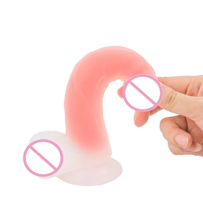 Large Dildos Two-color Double-layer Luminescent Silicone Realistic Massager Dildo Suction Cup Masturbator Massager  (5)