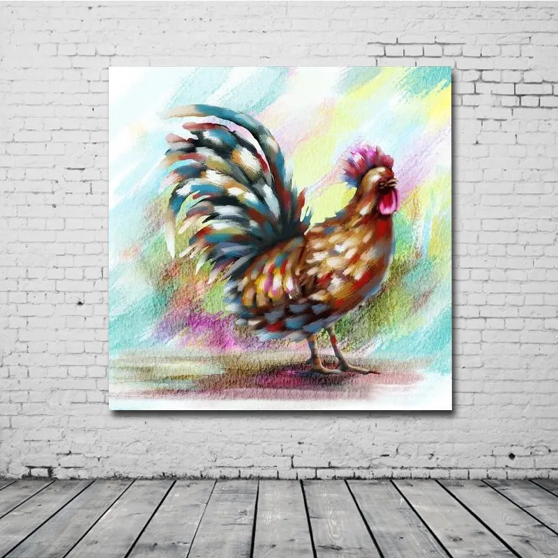 2017-Confetti-Rooster-Chicken-Wall-Art-Handmade-Oil-Painting-Canvas-Big-Size-For-Home-Lliving-Room