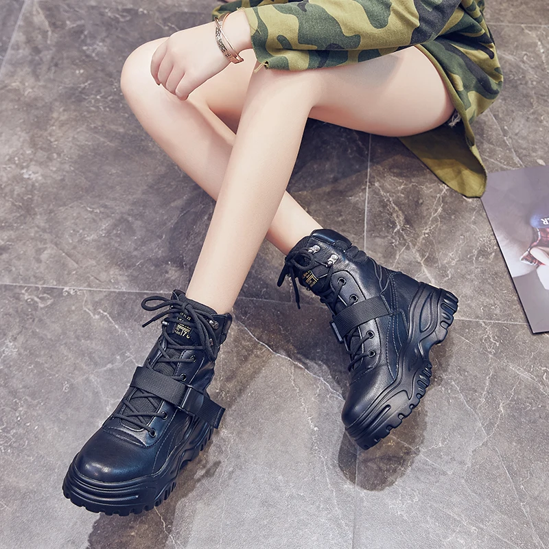 

Dumoo High Shoes Women Sneakers Autumn/Winter Casual Leisure Boots Female Platform Wedges Heel 5cm Women Shoes zapatillas mujer