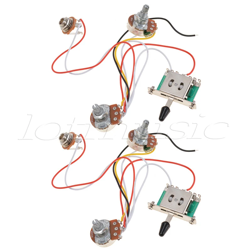Электрогитары предварительно смонтированный монтажный жгут Комплект 5 Way тумблер 250K 2T1V горшки для старта Запчасти
