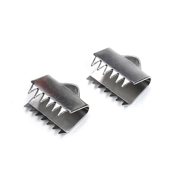 

100pcs/lot 4size Stainless Steel Fastener Clasps Fitting Flat Leather Cord Silver Tone End Caps Clip Clasps Jewelry Making F3673