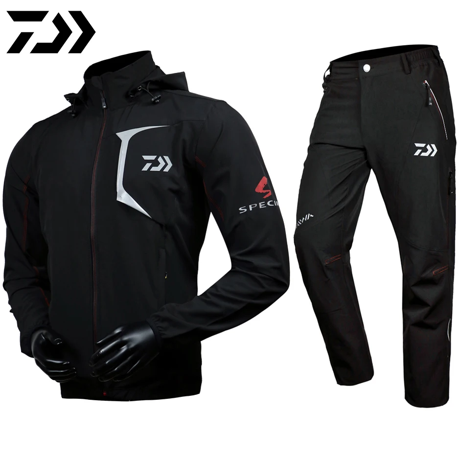 

DAWA Spring Autumn Fishing Clothes Pants Coat Fishing Suit Hooded Sunscreen Jacket Parka Waterproof Breathable Man