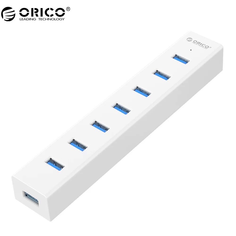 Koop ORICO 7 Port USB3.0 HUB EU Plug Met 5 V Power Adapter SuperSpeed USB3.0 5 Gbps Snelle Transmissie