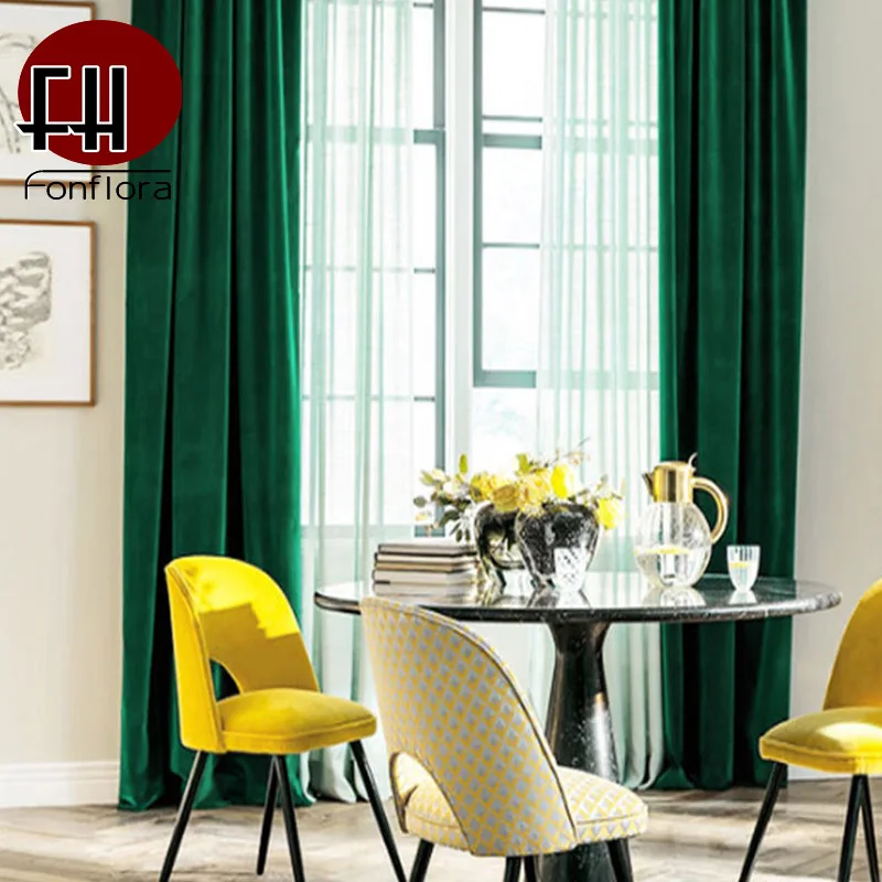 Cortinas de terciopelo verde Retro Para sala de estar dormitorio cortinas de terciopelo holandés cortinas de cocina tratamientos de ventana corta tamaño personalizado