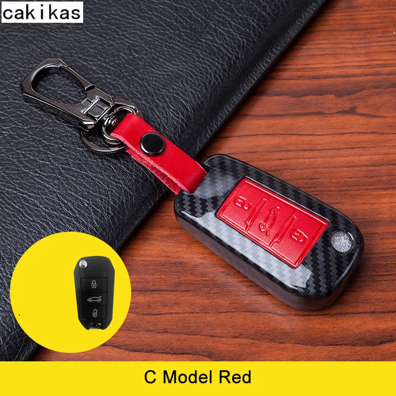 

Carbon Fiber Leather Car Key Case for Citroen C4 CACTUS C5 C3 C6 C8 Picasso Xsara for Peugeot 3008 308 RCZ 508 408 2008 Key