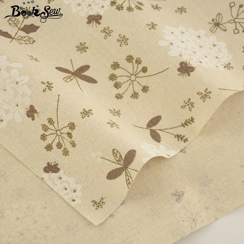 Booksew Home Textile Cotton Linen Fabric Flower Design Sewing Material Tablecloth Pillow Bag Curtain Cushion Zakka Tissu CM|design textil|textiles