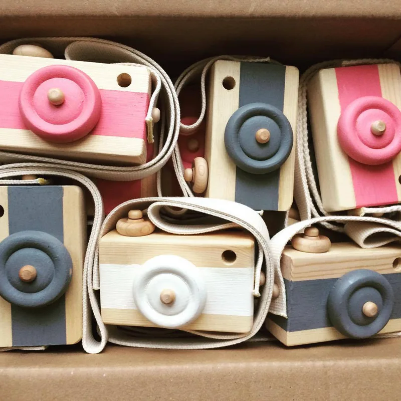 Nordic Cute Wooden Toy Camera Baby Kids Hanging Camera Photo Prop