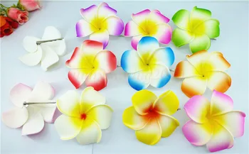 

50 New mixed color Foam Hawaiian Plumeria flower Frangipani Flower bridal hair clip 8cm