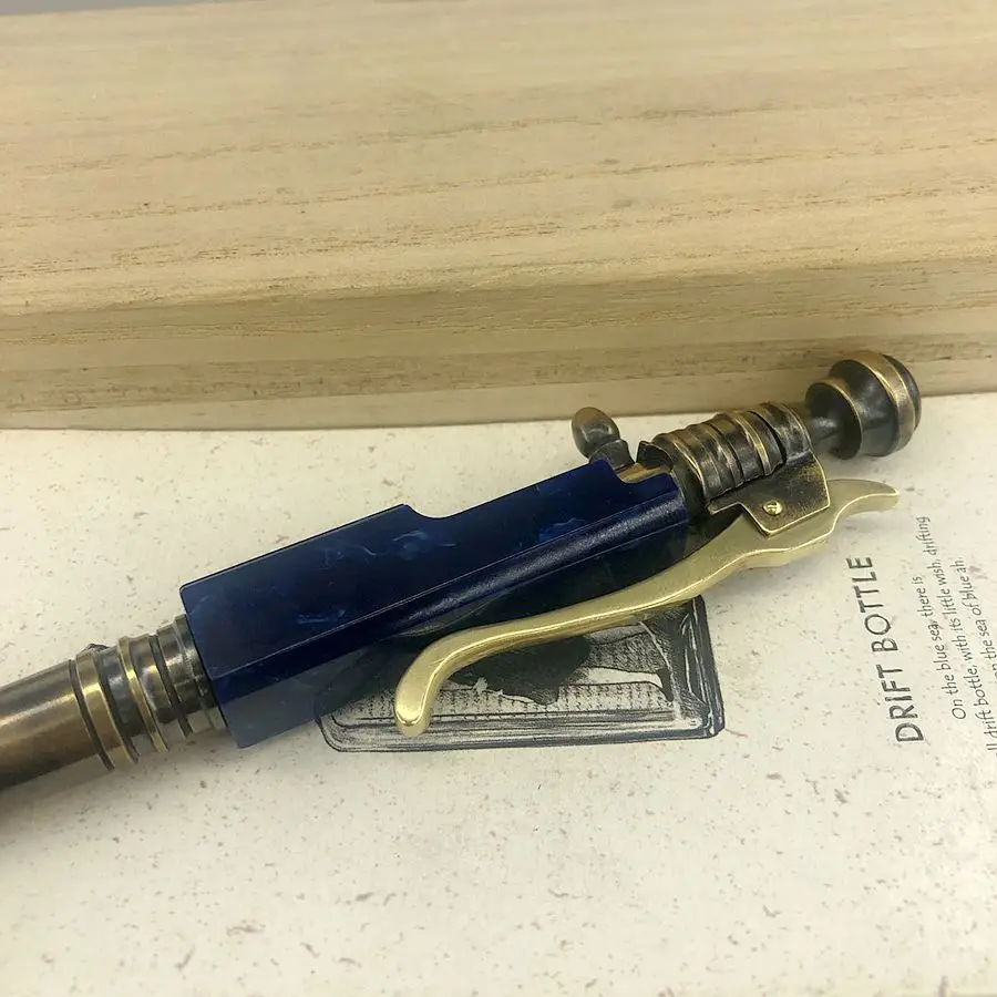 Ручная работа латунная Шариковая ручка синяя Смола креативный Ретро болт тип тактическая ручка/Прямая поставка