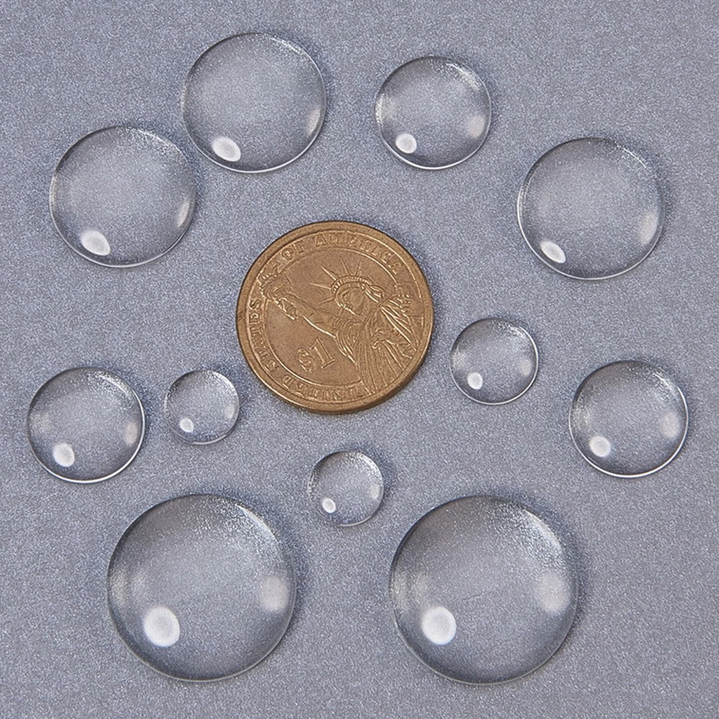 50pcs Crystal Clear Round Cabochon Flat Back Glass Dome Tile Jewellery Making,25mm, 20mm, 16mm, 12mm, 10mm