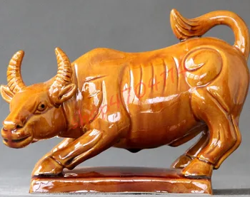 

Pure handmade, ceramics Tang Sancai cattle ornaments, exquisite handicraft decorations