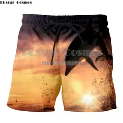 PLstar Космос дельфины Объёмный рисунок (3D-принт) шорты wo Для мужчин эластичный пояс Дельфин пляжные шорты брюки купальники Homme Фитнес шорты