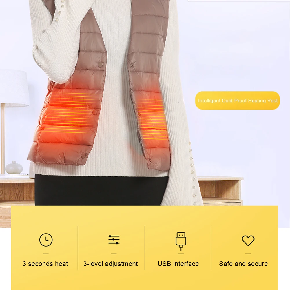 Графен Электрический нагревательный жилет USB безопасности Интеллектуальная постоянная температура нагрева Одежда Женская фотография хлопковый жилет