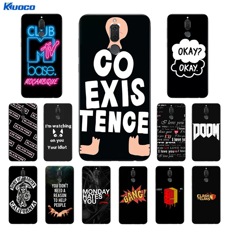 Cover For Huawei Mate 10 Lite 5.9&quot Phone Cases Black Letters Printing Nova 2i Silicone Back Shell for MaiMang 6 Capa |