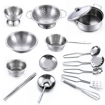 

HBB 25pcs Stainless Steel Kitchen Cooking Utensils Mini Kitchen Tools Play House Toy